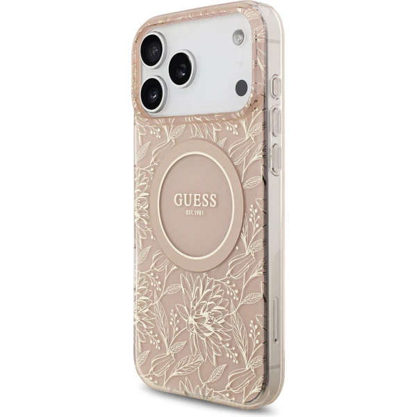 Guess IML Flowers Allover Strap MagSafe kryt iPhone 17 Pro Max růžový - Pouzdra - Obrázek 713ea7849fed44698f0a986c6f783260