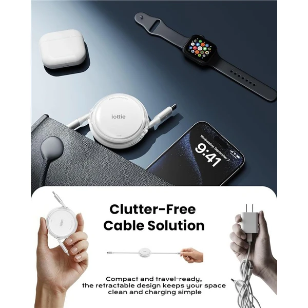 iOttie 100W Retractable samonavíjecí USB-C kabely (2 ks) bílé - Kabely a redukce - Obrázek 716e032d50bc43d88ea266931f8ac8e5