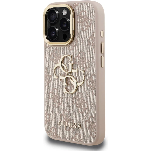 Guess PU 4G Metal Logo Stand Camera Frame kryt iPhone 15 Pro Max růžový - Pouzdra - Obrázek 719e4e63812f4490908c2a93e8185b44