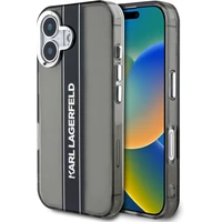 Karl Lagerfeld IML Stripe Logo kryt iPhone 16 černý - Pouzdra