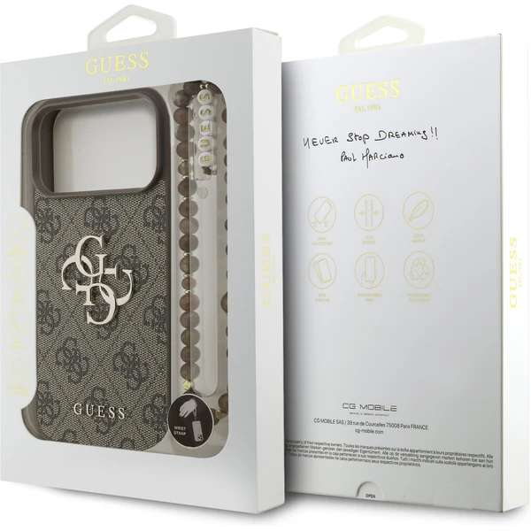 Guess PU 4G Metal Logo Strap kryt iPhone 17 Pro Max hnědý - Pouzdra - Obrázek 71cbb63ac55740afb6839ae72522f508