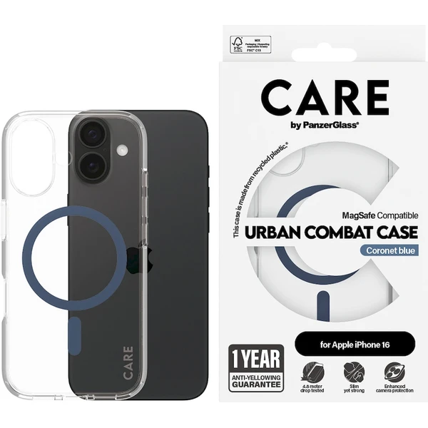 PanzerGlass® CARE kryt Apple iPhone 16 MagSafe Urban Combat čirý/modrý - Pouzdra - Obrázek 7208000P01