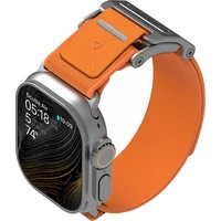 Aulumu A11 Mag Buckle Slim řemínek Apple Watch 49/46/45/44/42mm Silver Buckle/Orange Strap - Řemínky