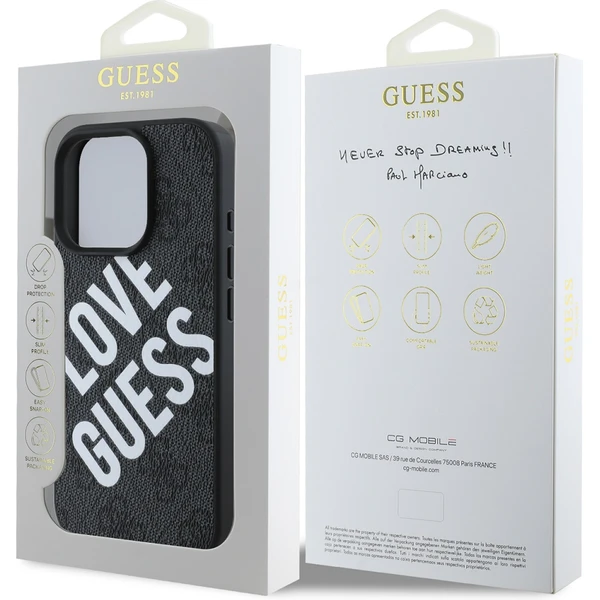 Guess PU Leather 4G Big Love Logo MagSafe kryt iPhone 16 Pro černý - Pouzdra - Obrázek 726eae00feed4334b8aa605af6746da7