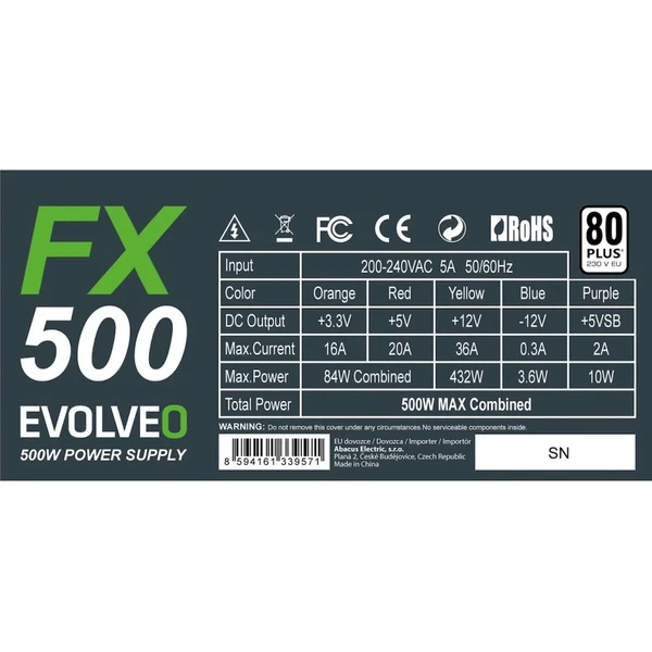 EVOLVEO FX 500 500W bulk - Zdroje - Obrázek 727A000K01