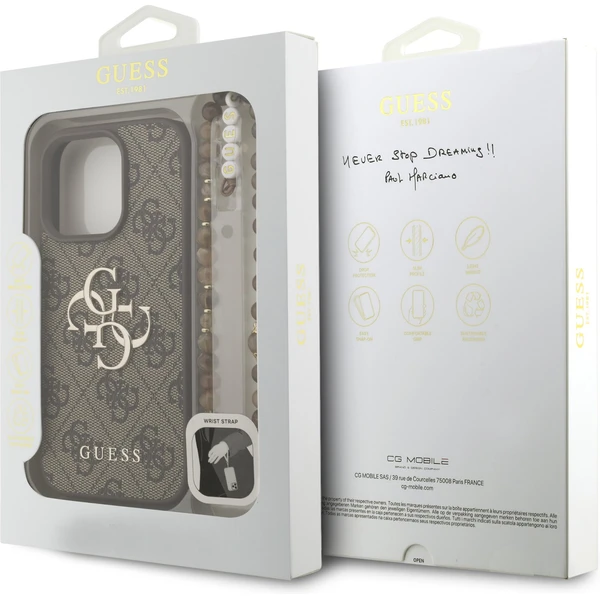 Guess PU 4G Metal Logo Strap kryt iPhone 16 Pro Max hnědý - Pouzdra - Obrázek 732e173fd3c14fc89e50b72170eefef6