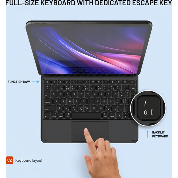 FIXED Typee Alu pouzdro s bezdrátovou klávesnicí iPad Pro 11" (18-22)/iPad Air (20-26), CZ, černé - Pouzdra s klávesnicí - Obrázek 73887ad5012b42b4ba7e24cae004e396