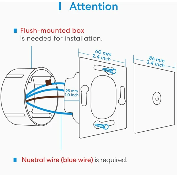 Meross Smart Wi-Fi Wall Switch 2 way Touch Button vypínač - Vychytávky - Obrázek 738Q100501