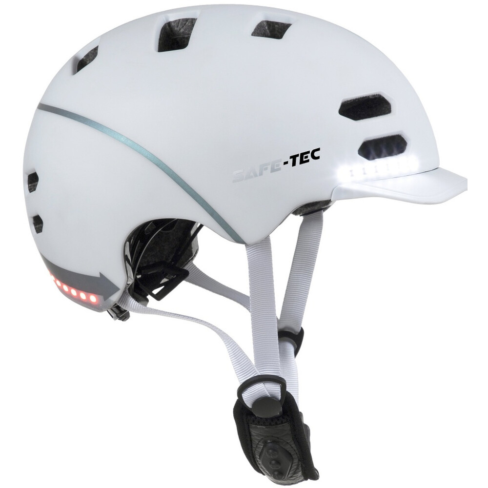 Safe-Tec SK8 chytrá helma na skate, kolobežku S (53cm- 55 cm) bílá