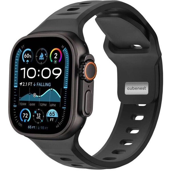 CubeNest Premium Silicon Band řemínek Apple Watch 42-49 mm černý