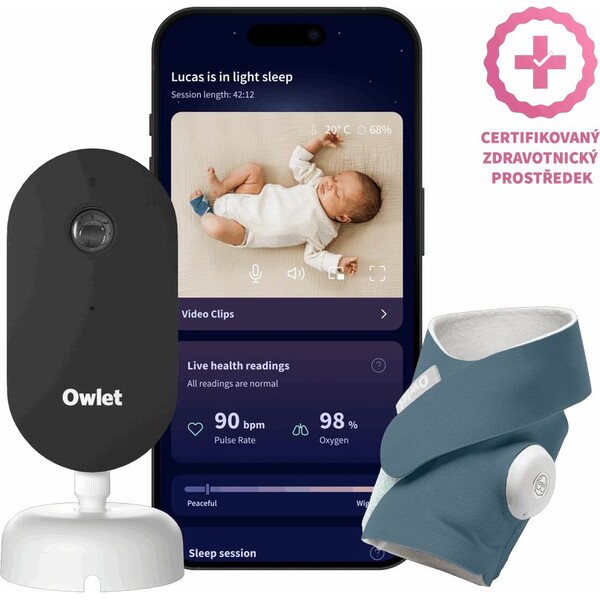 Owlet Dream Duo (3. gen.) chytrá ponožka Owlet Dream Sock & kamera Owlet Dream Sight modrá