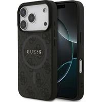 Guess PU Leather 4G Colored Ring MagSafe Zadní Kryt pro iPhone 17 Pro černý - Pouzdra