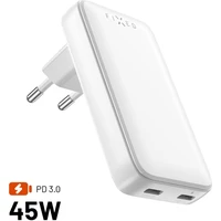 FIXED Slim GaN nabíječka (2x USB-C), PD, 45W, bílá - Nabíječky