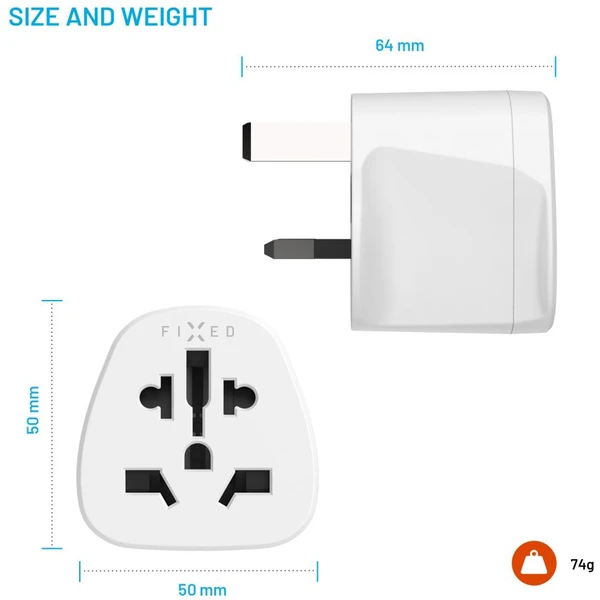 FIXED UK adaptér pro zapojení UK, US, AUS nabíječek do UK zásuvek bílý - Nabíječky - Obrázek 745eb432812d47afa3e2df4a062a1cf6