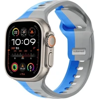 CubeNest Premium Silicon Band řemínek Apple Watch 42-49 mm šedý/modrý - Řemínky