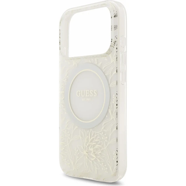 Guess IML Flowers Allover Strap MagSafe kryt iPhone 18 Pro bílý - Pouzdra - Obrázek 74c71f6090834412b3f147f984a96ea4