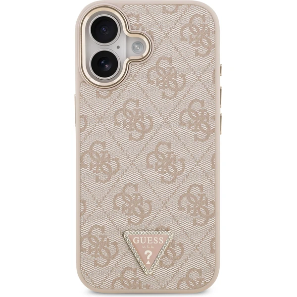 Guess PU Leather 4G Triangle Logo Gold Frame MagSafe kryt iPhone 17 růžový - Pouzdra - Obrázek 74e04a7198c049e6ac489f073636caf1
