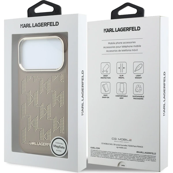 Karl Lagerfeld PU Perforated Monogram MagSafe kryt iPhone 17 Pro béžový - Pouzdra - Obrázek 74e3e0669cc244c2805db674b794b30c