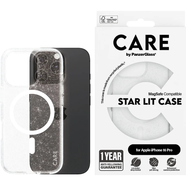 PanzerGlass® CARE kryt Apple iPhone 16 Pro MagSafe Star Lit třpytivý/bílý - Pouzdra - Obrázek 7508000P01