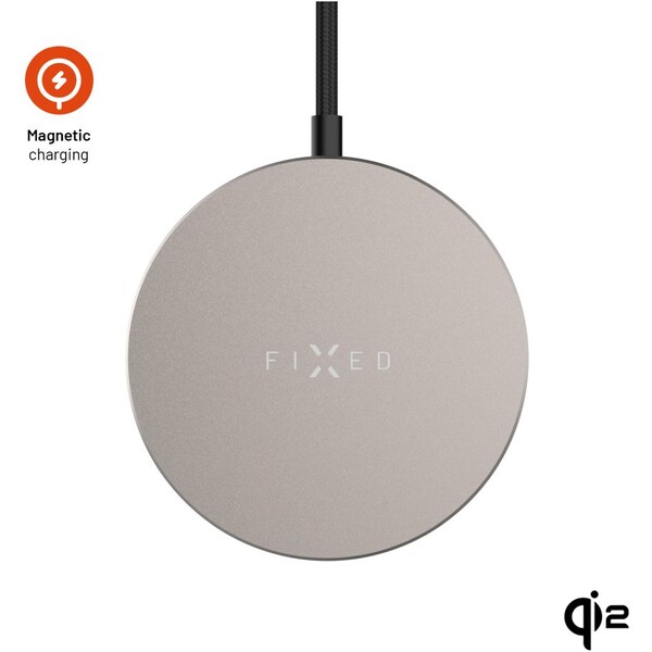 FIXED MagPad Slim MagSafe nabíječka s Qi2, 15W, titanová