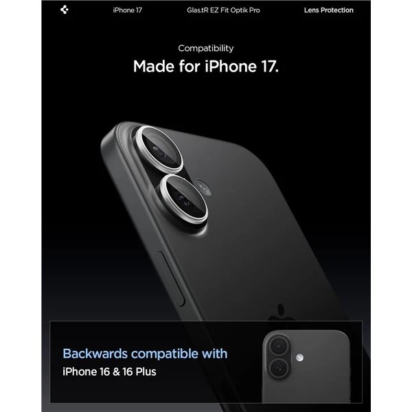 Spigen Glass tR EZ Fit Optik Pro skla iPhone 17 silver (2 ks) - Ochranné folie a skla - Obrázek 75847d2a11534e5686cc2182ce157ba2
