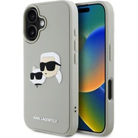Karl Lagerfeld 3D Rubber Double Heads kryt iPhone 16 béžový - Pouzdra