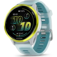 Garmin Forerunner 570 47 mm žlutá hliníková luneta s bílo-tyrkysovým poloprůhledným řemínkem - Chytré hodinky