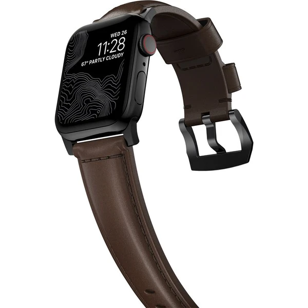 Nomad Traditional kožený řemínek Apple Watch Ultra (49mm) 8/7 (45mm)/6/SE/5/4 hnědý/černé přezky - Řemínky - Obrázek 7725d4f542b94253944a88c4c6231baa