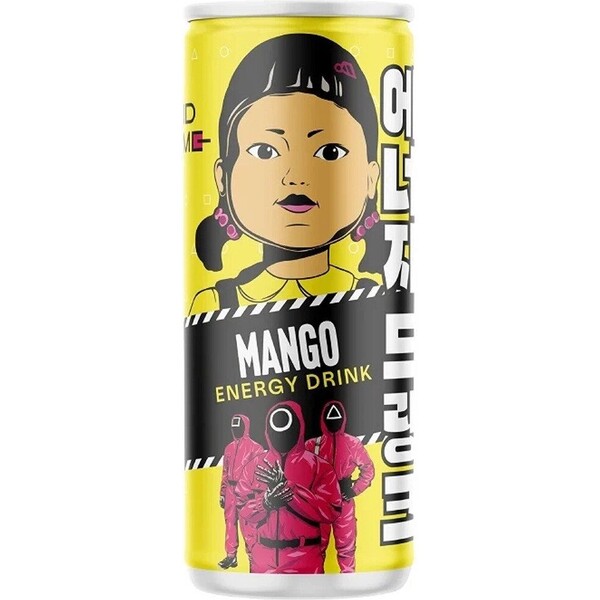 Energetický nápoj Squid Game - Mango 250 ml Černá/Žlutá