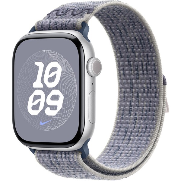 Apple Watch 46mm šedo-modrý provlékací sportovní řemínek Nike MXU13ZM/A