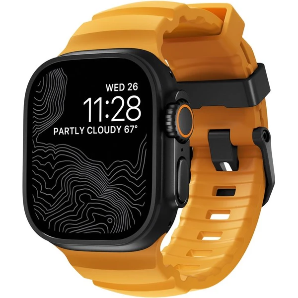 Nomad Rocky Point Band řemínek Apple Watch 49/45/44/42mm černý/oranžový - Řemínky - Hlavní obrázek