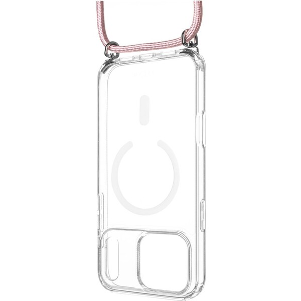 FIXED MagPure Neck kryt s růžovou šňůrkou na krk pro Apple iPhone 17 Pro