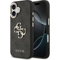 Guess PU Leather 4G Metal Logo Gold Frame MagSafe kryt iPhone 17 černý - Pouzdra