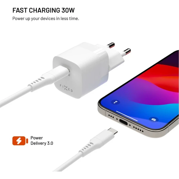 FIXED Mini GaN nabíječka s USB-C a PD, 30W, bílá - Nabíječky - Obrázek 783568e159fe42b289641957decd1520