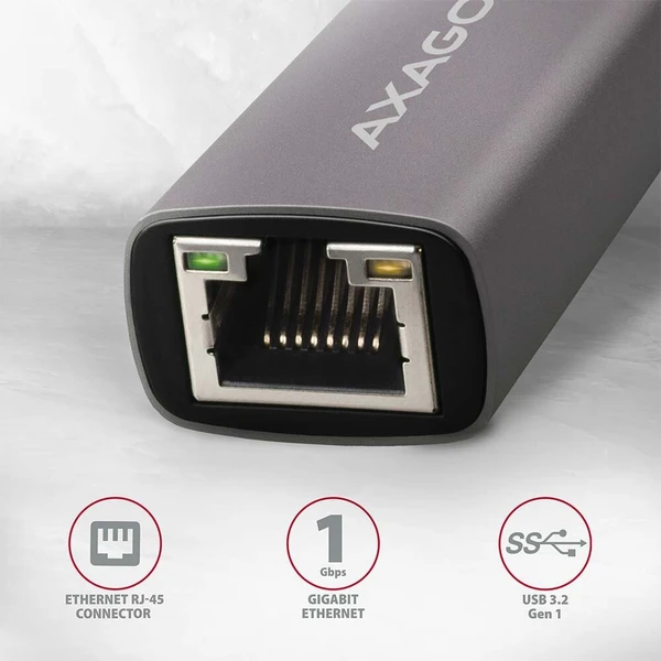 AXAGON ADETRC USB C 3.2 Gen 1 Gigabit Ethernet síťová karta auto instal titanově šedá - Síťové adaptéry - Obrázek 783V000501