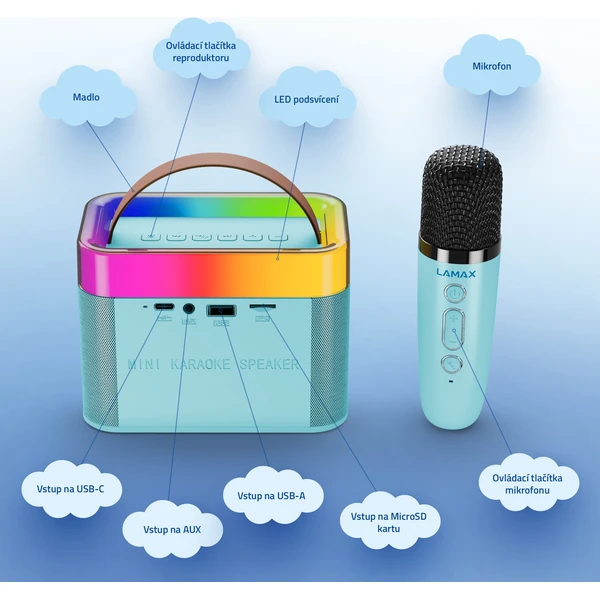 LAMAX KaraokeKid1 dětské karaoke modré - Reproduktory - Obrázek 78568a5d93144670ba963f7fafc6c806