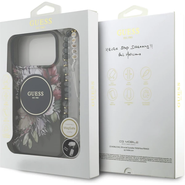 Guess IML Flowers Strap MagSafe kryt iPhone 17 Pro Max černý - Pouzdra - Obrázek 78778d0b602a4bb1a7e876141176df9f