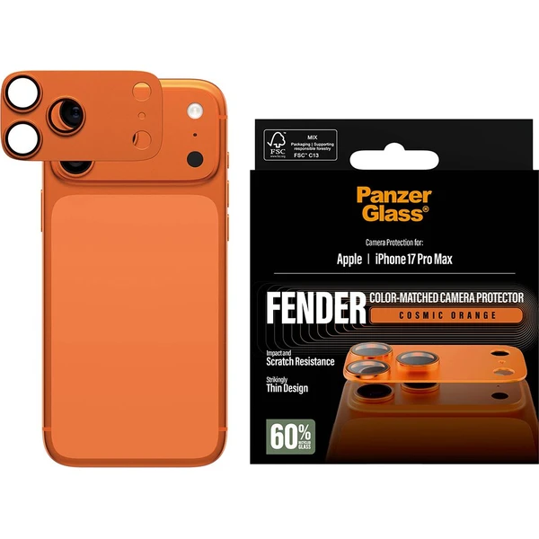PanzerGlass® FENDER hliníková ochrana fotoaparátu Apple iPhone 17 Pro Max oranžová - Ochranné folie a skla - Obrázek 78XL000K01