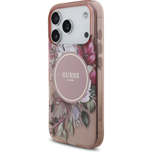 Guess IML Flowers Strap MagSafe kryt iPhone 17 Pro růžový - Pouzdra - Obrázek 78b9d1d116964da0a62fd52693f58280