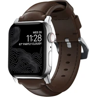 Nomad Traditional kožený řemínek Apple Watch Ultra (49mm) 8/7 (45mm)/6/SE/5/4 hnědý/stříbrné přezky - Řemínky