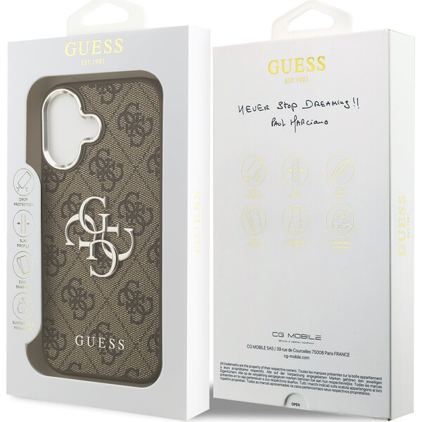 Guess PU 4G Metal Logo kryt iPhone 17 stříbrný/hnědý - Pouzdra - Obrázek 7916e7fc241e415eadcfc24bba158e70