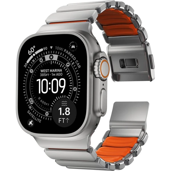 Nomad Stratos Band FKM řemínek Apple Watch 45/46/49mm Natural Titanium/Ultra Orange - Řemínky - Obrázek 792517bcc5b34ec2a35ae13590983612
