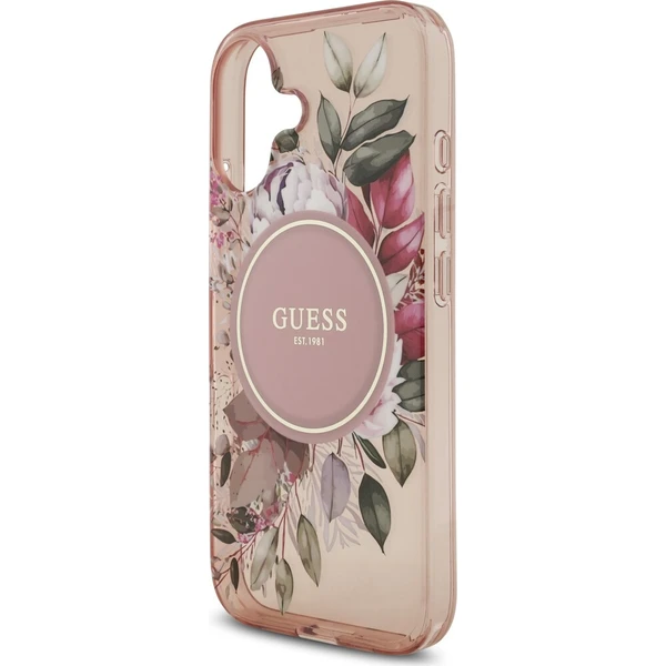 Guess IML Flowers Strap MagSafe kryt iPhone 17 růžový - Pouzdra - Obrázek 792b5e9cdb3843c78ff5e93d0d3e78b8