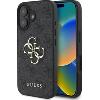 Guess PU 4G Metal Logo kryt pro iPhone 16 šedý - Pouzdra