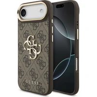 Guess PU Leather 4G Metal Logo Gold Frame kryt iPhone Air hnědý - Pouzdra
