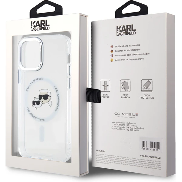 Karl Lagerfeld IML K&CH Heads Metal Frame MagSafe zadní kryt pro iPhone 12/12 Pro čirý - Pouzdra - Obrázek 793f4004694744799487bad300c1b1b6