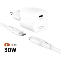 FIXED Mini Set GaN nabíječky s USB-C portem a USB-C kabelem, PD, 1,2m, 30W, bílá - Nabíječky