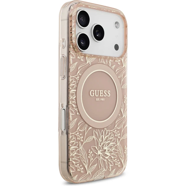 Guess IML Flowers Allover Strap MagSafe kryt iPhone 17 Pro růžový - Pouzdra - Obrázek 7981401528d940938d6181d1adf07fcc
