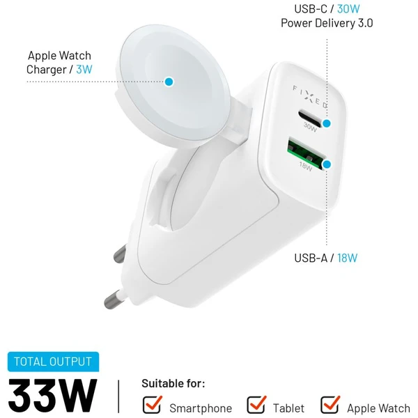 FIXED Power Socket GaN nabíječka USB-A/USB-C a nabíječkou pro Apple Watch bílá - Nabíječky - Obrázek 799fb0c6817442418143e138b7ce4f7e