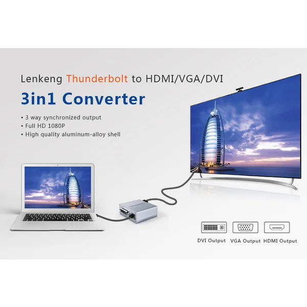 PremiumCord Mini DisplayPort -> HDMI/DVI-I/VGA redukce stříbrná - Kabely a redukce - Obrázek 79H0000401